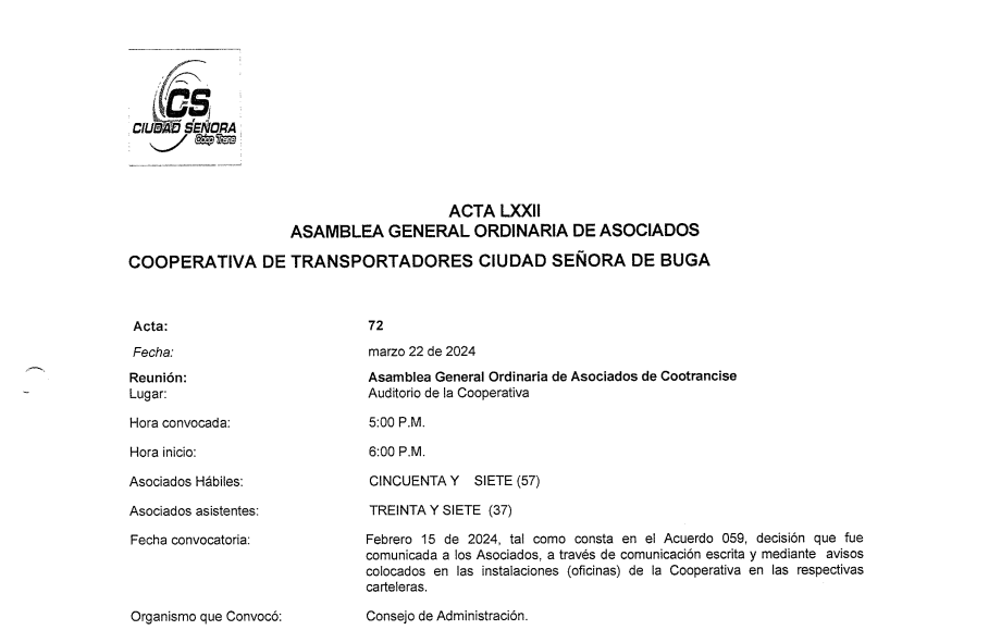 ACTA ASAMBLEA No. 72