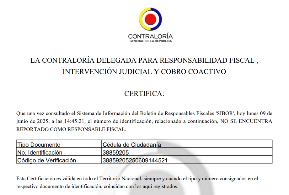CERTIFICADO CONTRALORÍA
