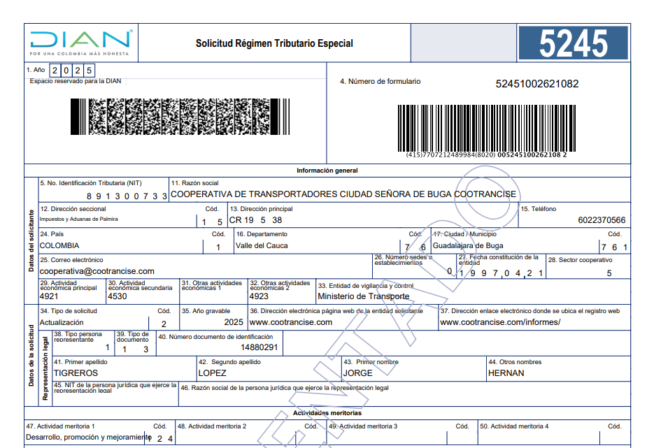 RÉGIMEN TRIBUTARIO ESPECIAL